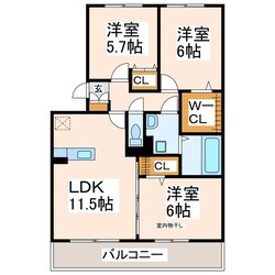 保田窪四ツ角 徒歩3分 3階の物件間取画像